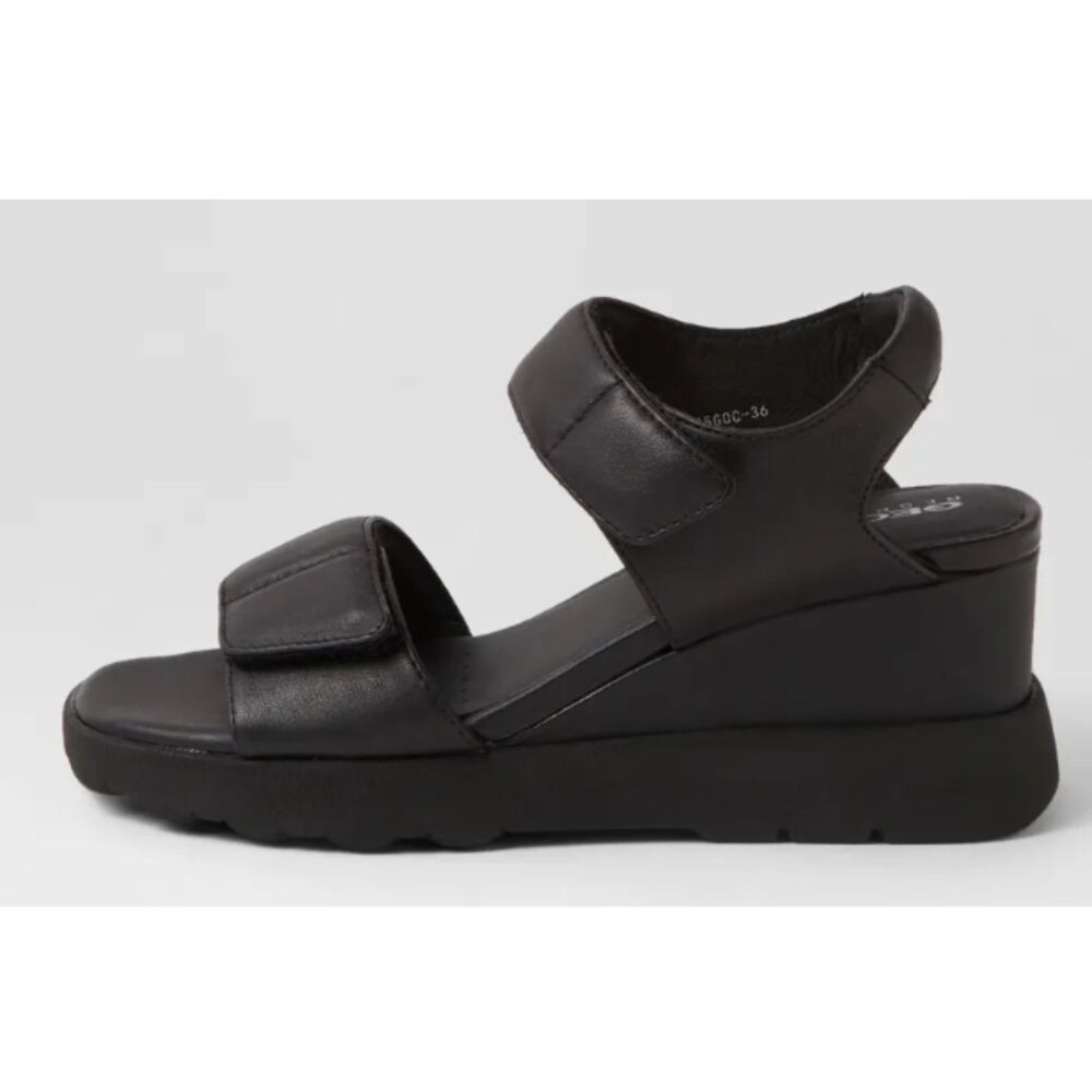 Geox Black Wedge Sandals with Velcro Straps